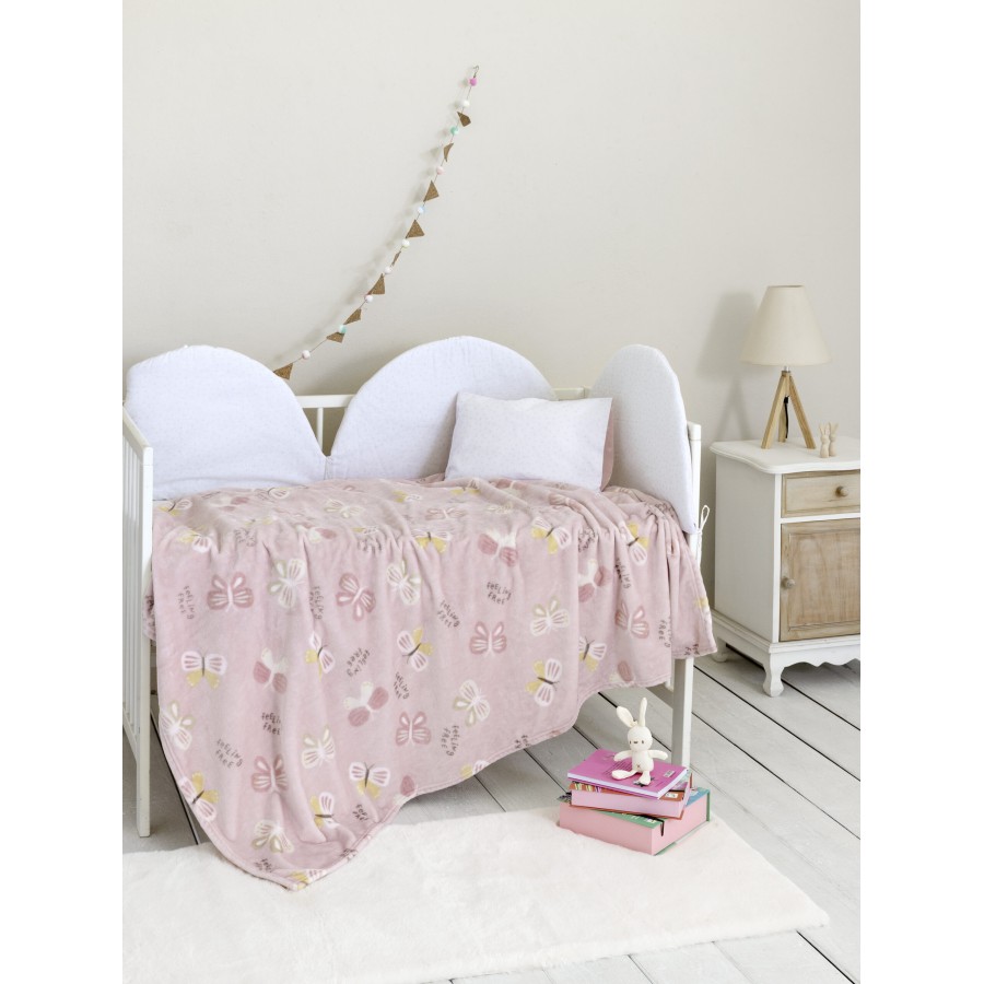 Nima Bebe Κουβέρτα Κούνιας 110x150 - Papillon Ροζ