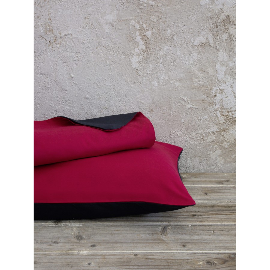Nima Home Σετ Παπλωματοθήκη Υπέρδιπλη Abalone - Ruby Red / Black Κόκκινο, Μαύρο   (1 x 220x240 + 2  50x70)