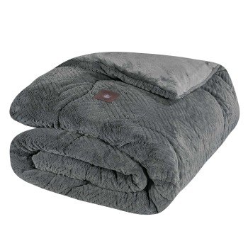 GREENWICH POLO CLUB ΚΟΥΒΕΡΤΟΠΑΠΛΩΜΑ RABBIT FAUX FUR KING ESSENTIAL 3954 GREY