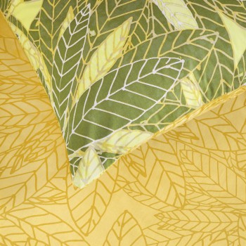 Kocoon Home Σετ Σεντόνια Μονά με Λάστιχο - Raellia Green Πράσινο, Μουσταρδί     (1 x 100x200+30  x 160x270   52x72)