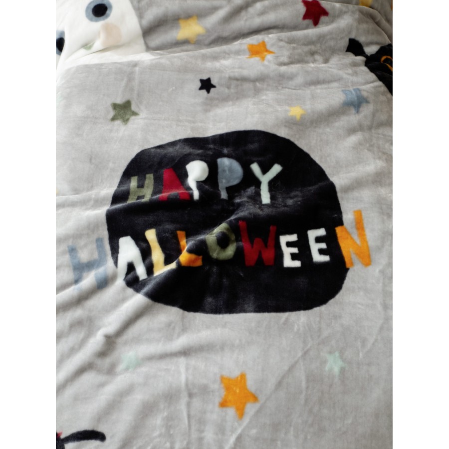 Nima Kids Κουβέρτα Βελουτέ Μονή 160x220 - Happy Halloween Γκρι