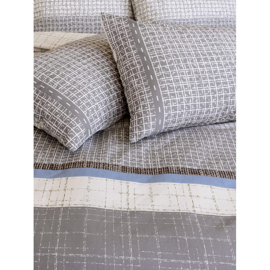 Nima Home Σετ Παπλωματοθήκη Μονή - Sharp Γκρι, Εκρού   (1 x 160x240   52x72)