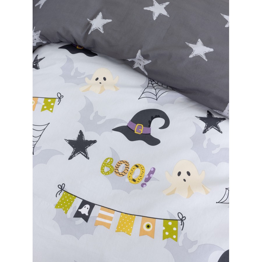 Nima Kids Σετ Σεντόνια Μονά με Λάστιχο - Boo! Γκρι     (1 x 100x200+30  x 170x255   52x72)