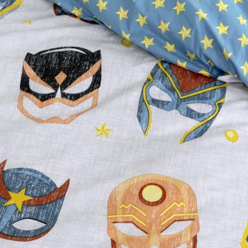 Nima Kids Σετ Παπλωματοθήκη Μονή - Superheroes Γκρι, Μπλε   (1 x 160x240   52x72)