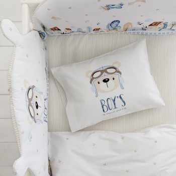 Nima Bebe Σετ Παπλωματοθήκη Κούνιας - Boy's World Γαλάζιο   (1 x 110x145   30x40)