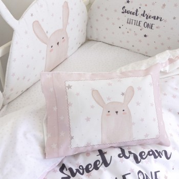 Nima Bebe Σετ Παπλωματοθήκη Κούνιας - Lovely Bunny Ροζ   (1 x 110x145   30x40)