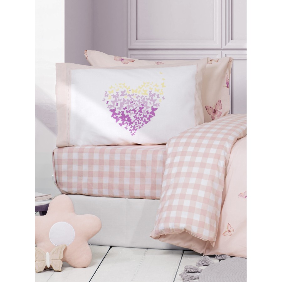 Nima Kids Σετ Σεντόνια Μονά με Λάστιχο - Bettina Ροζ     (1 x 100x200+30  x 170x255   52x72)