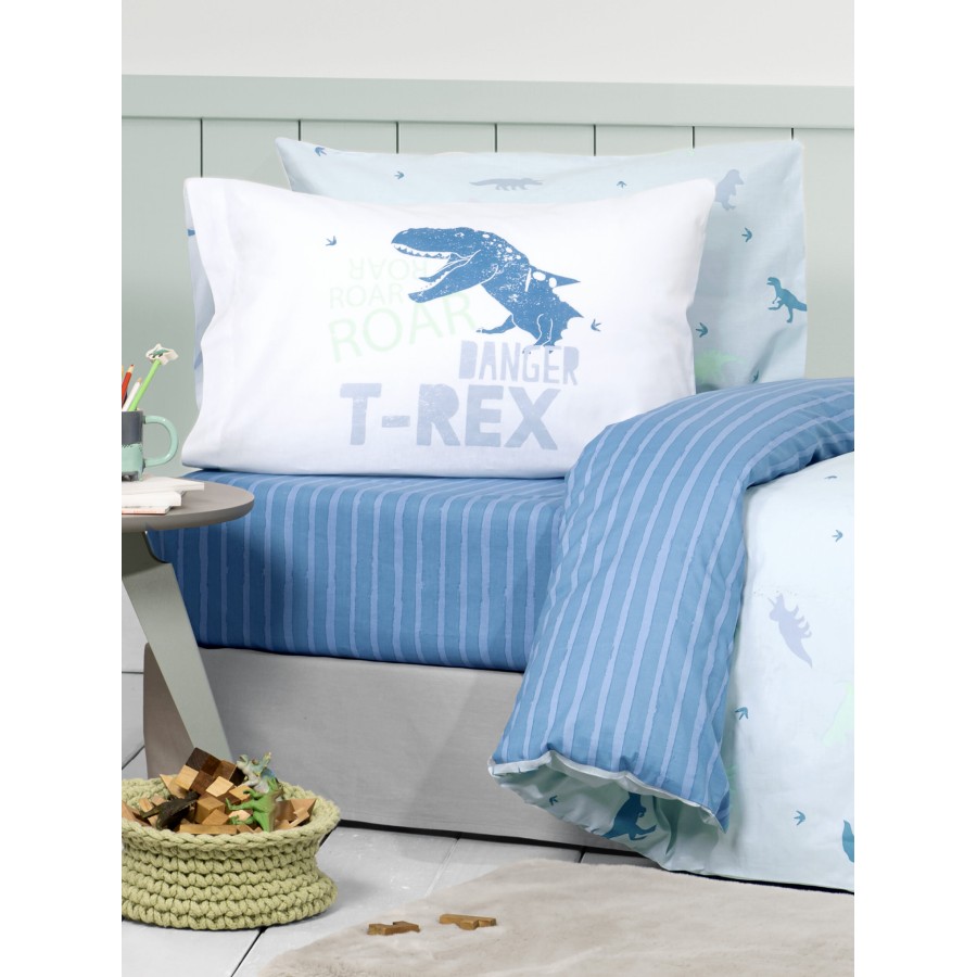 Nima Kids Σετ Σεντόνια Μονά - Roar Μπλε   (2 x 170x255   52x72)