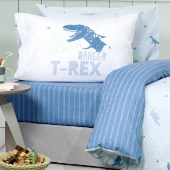 Nima Kids Σετ Σεντόνια Ημίδιπλα - Roar Μπλε   (2 x 190x255   52x72)