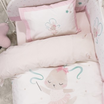 Nima Bebe Κουβερλί Κούνιας - Ballet Bunny Λευκό, Ροζ   100x140