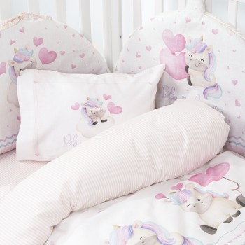 Nima Bebe Σετ Σεντόνια Κούνιας - Luni Uni Λευκό, Ροζ   (2 x 120x170   30x40)