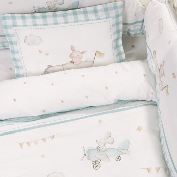 Nima Bebe Σετ Σεντόνια Κούνιας - Joy Ride Λευκό, Γαλάζιο   (2 x 120x170   30x40)