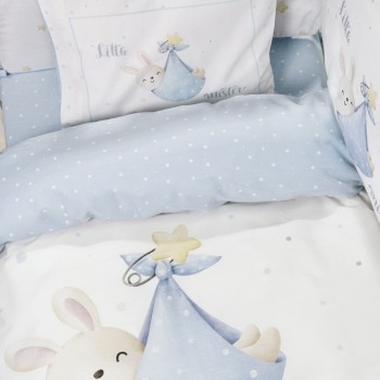 Nima Bebe Σετ Παπλωματοθήκη Κούνιας - Little Mister Λευκό, Γαλάζιο   (1 x 110x145   30x40)