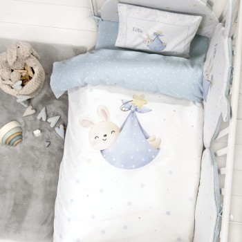 Nima Bebe Κουβερλί Κούνιας - Little Mister Λευκό, Γαλάζιο   100x140