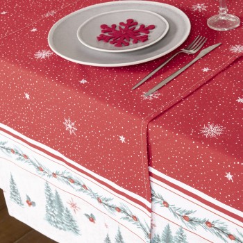 Nima Home Τραπεζομάντηλο 140x140 - North Pole Κόκκινο, Πράσινο