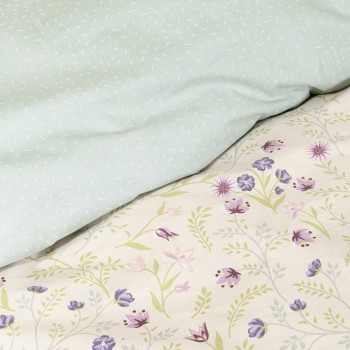 Nima Home Σετ Σεντόνια Μονά - Dream Garden Μπεζ, Πράσινο   (2 x 170x260     52x72+5)