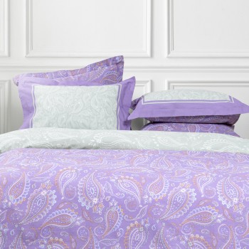 Nima Home Σετ Σεντόνια Υπέρδιπλα - Flow Λιλά, Πράσινο   (2 x 240x260 + 2    52x72+5)