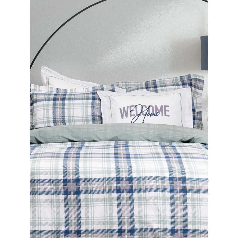 Nima Home Σετ Σεντόνια Υπέρδιπλα με Λάστιχο - Welcome Μπλε, Γκρι    (1 x 160x200+32  x 240x260 + 2    52x72+5)