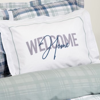 Nima Home Μαξιλαροθήκες - Welcome Μπλε, Γκρι