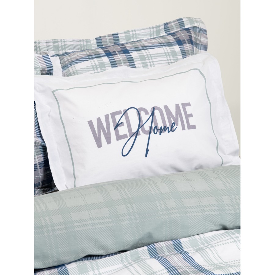 Nima Home Μαξιλαροθήκες - Welcome Μπλε, Γκρι