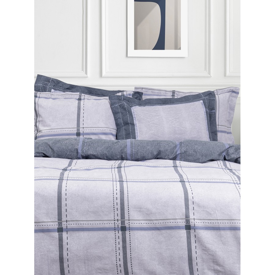 Nima Home Σετ Σεντόνια Μονά - Whilow Μπλε, Γκρι   (2 x 170x260     52x72+5)