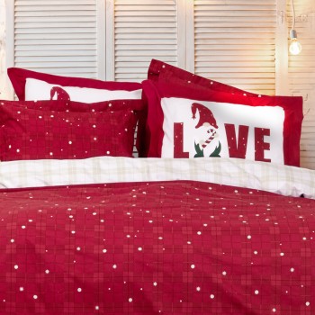 Nima Home Σετ Σεντόνια Μονά - Everlove Κόκκινο, Εκρού   (2 x 170x260     52x72+5)