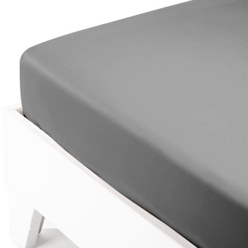 Κατωσέντονο Satin με λάστιχο Dark Grey Υπέρδιπλο (180x200+40)