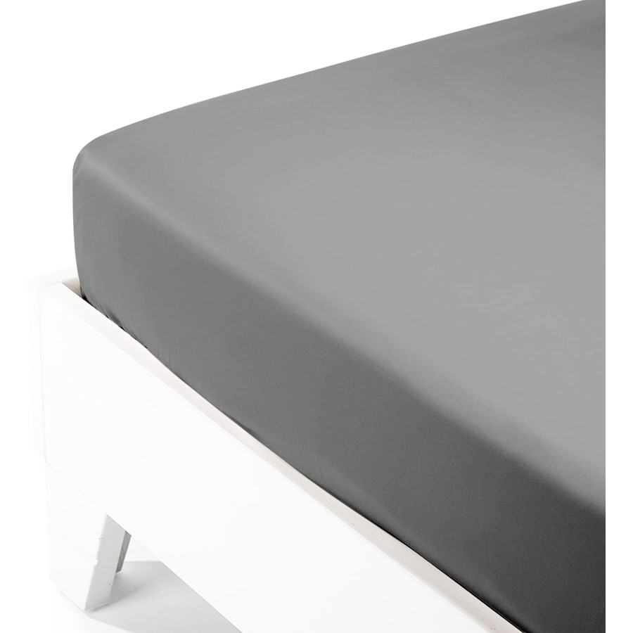 Κατωσέντονο Satin με λάστιχο Dark Grey Υπέρδιπλο (180x200+40)