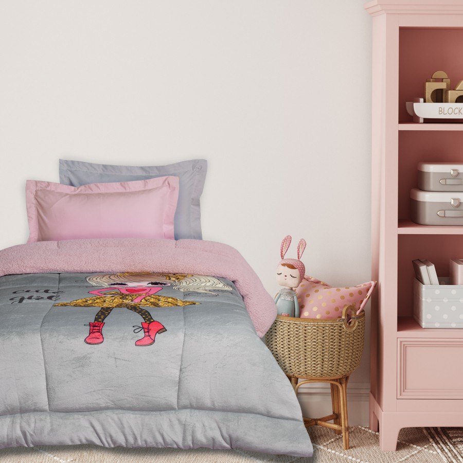 DAS KIDS ΚΟΥΒΕΡΤΟΠΑΠΛΩΜΑ 160Χ220 4971 GREY, PINK