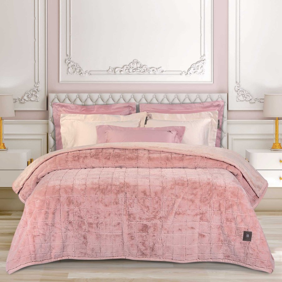 GREENWICH POLO CLUB ΚΟΥΒΕΡΤΑ FAUX FUR ΥΠΕΡΔΙΠΛΗ PREMIUM 3499 SALMON