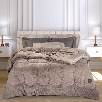 GREENWICH POLO CLUB ΚΟΥΒΕΡΤΟΠΑΠΛΩΜΑ RABBIT FAUX FUR KING ESSENTIAL 3953 TAUPE