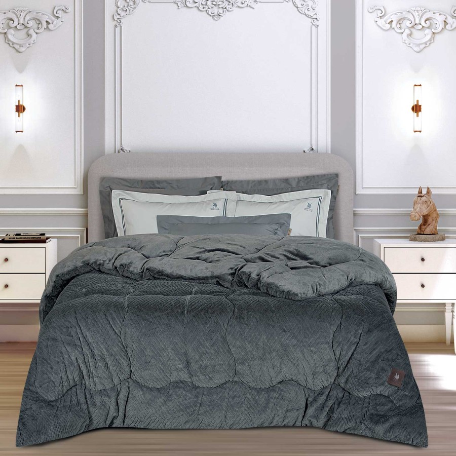 GREENWICH POLO CLUB ΚΟΥΒΕΡΤΟΠΑΠΛΩΜΑ RABBIT FAUX FUR KING ESSENTIAL 3954 GREY