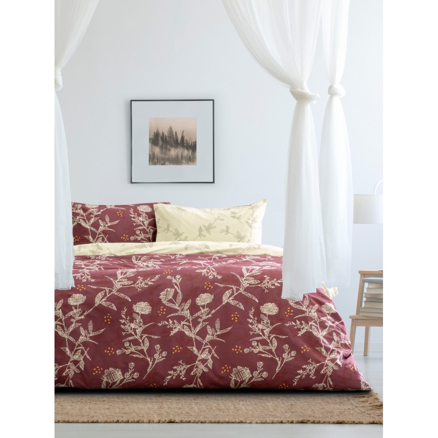 Kocoon Home Σετ Σεντόνια Μονά - Grunge Rose Bordeaux    (2 x 160x270   52x72)