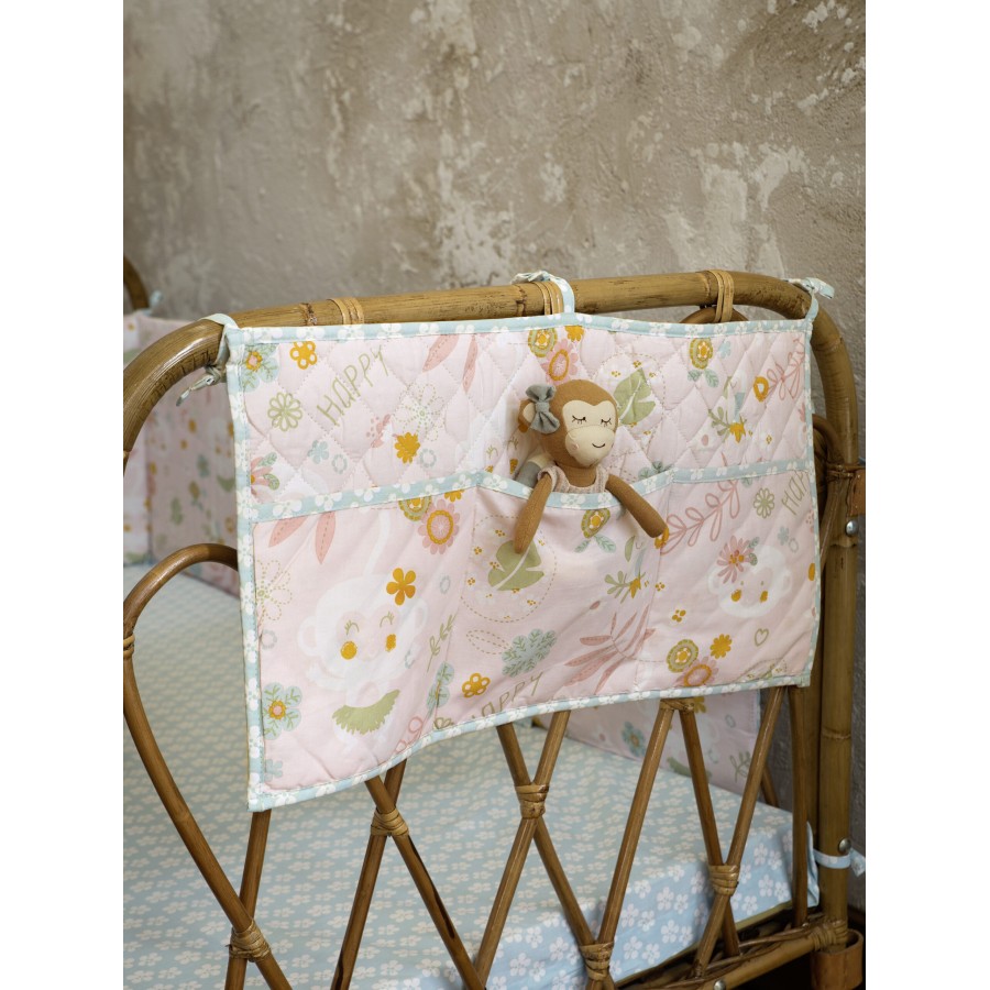 Nima Bebe Βρεφική θήκη οργάνωσης 60x30 - Happy Monkey Ροζ, Μέντα