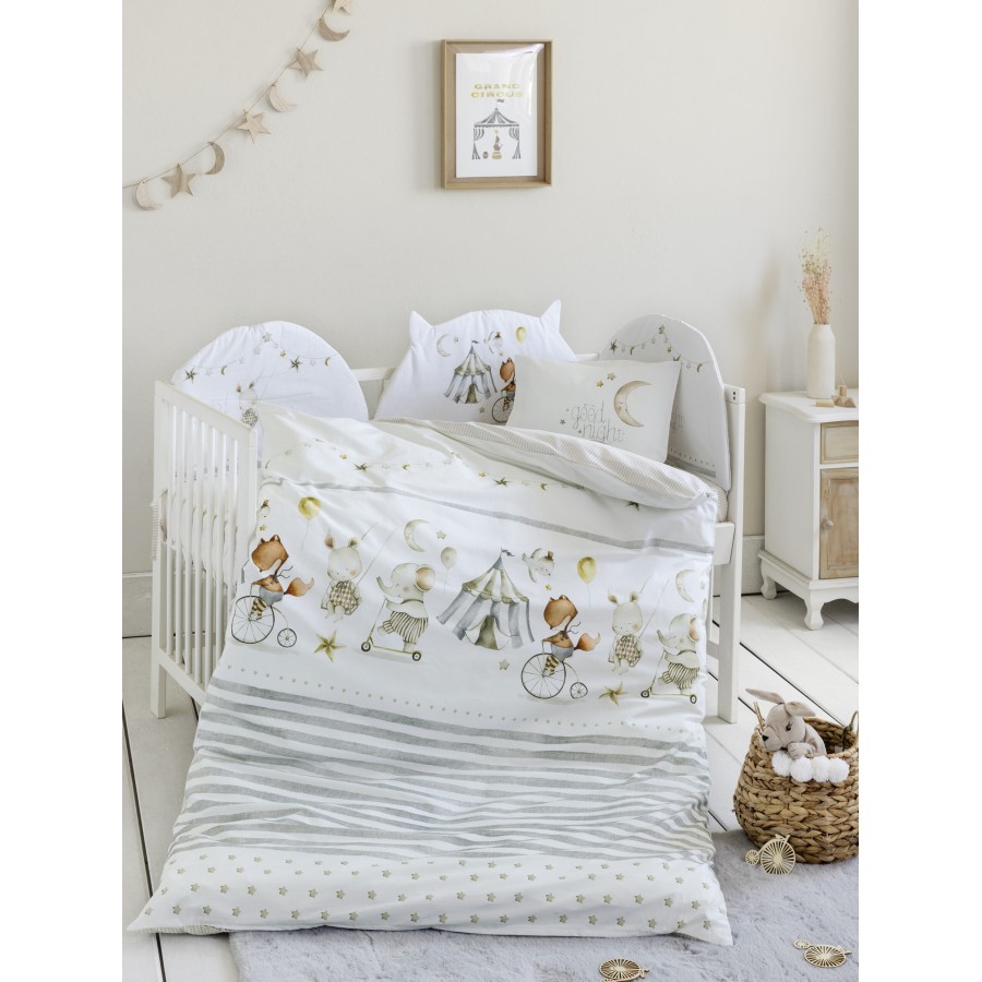 Nima Bebe Κουβερλί Κούνιας - Baby Circus Μπεζ, Γκρι   100x140