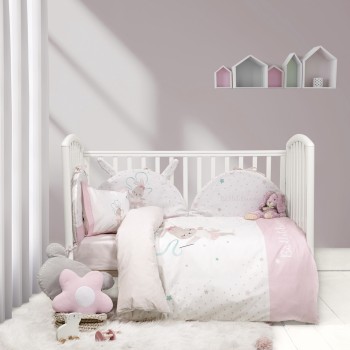 Nima Bebe Κουβερλί Κούνιας - Ballet Bunny Λευκό, Ροζ   100x140