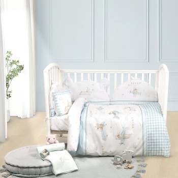 Nima Bebe Κουβερλί Κούνιας - Joy Ride Λευκό, Γαλάζιο   100x140