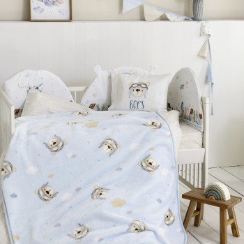 Nima Bebe Κουβέρτα Βελουτέ Λίκνου 80x110 - Boy's World Γαλάζιο