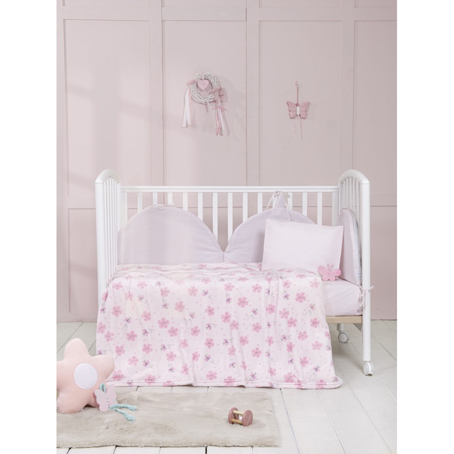 Nima Bebe Κουβέρτα Κούνιας 110x140 - Bloomie Ροζ