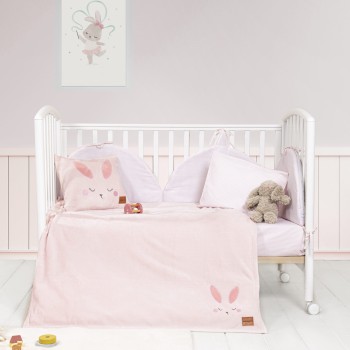 Nima Bebe Κουβέρτα Κούνιας 110x150 - Bunny Ροζ