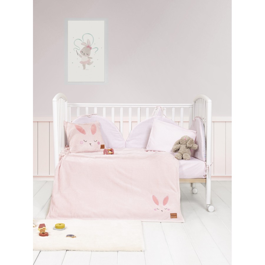 Nima Bebe Κουβέρτα Κούνιας 110x150 - Bunny Ροζ