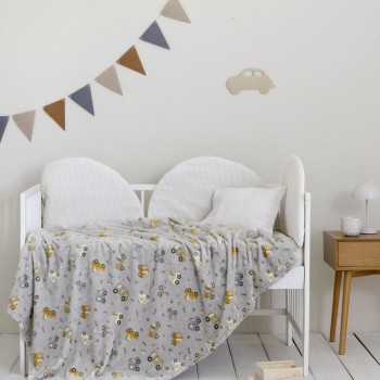 Nima Bebe Κουβέρτα Κούνιας 110x150 - Dino Town Γκρι