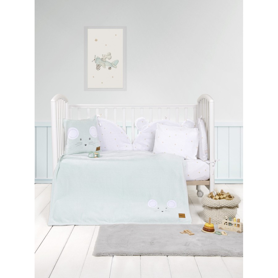 Nima Bebe Κουβέρτα Κούνιας 110x150 - Mouse Γαλάζιο