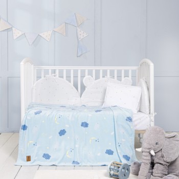 Nima Bebe Κουβέρτα Λίκνου 80x110 - Dumbo Γαλάζιο