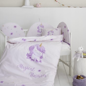 Nima Bebe Σετ Παπλωματοθήκη Κούνιας - Magical Unicorn Λιλά   (1 x 110x145   30x40)