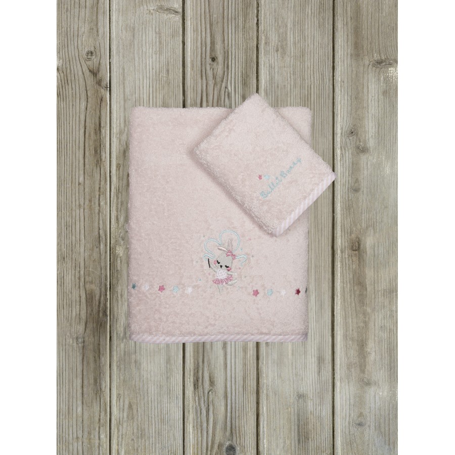 Nima Bebe Σετ Πετσέτες (30x50 + 70x140) - Ballet Bunny Ροζ
