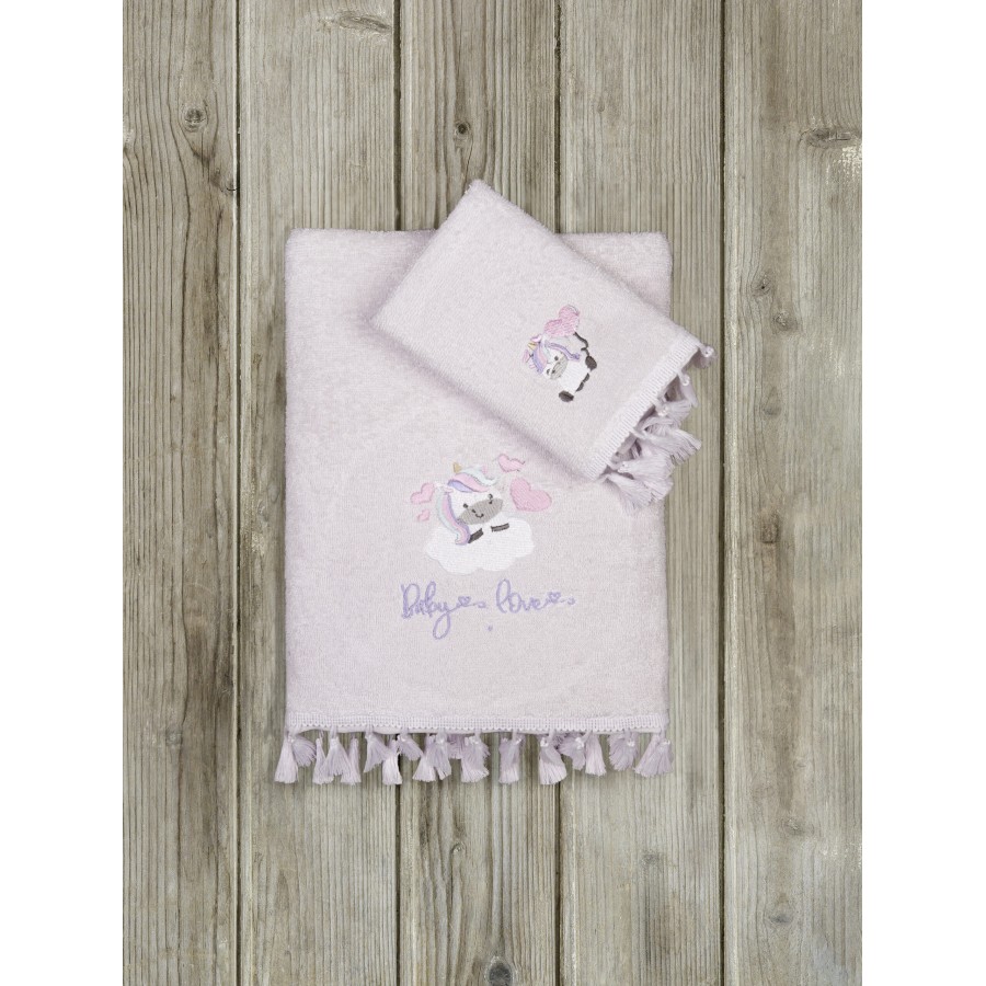 Nima Bebe Σετ Πετσέτες (30x50 + 70x140) - Luni Uni Λιλά
