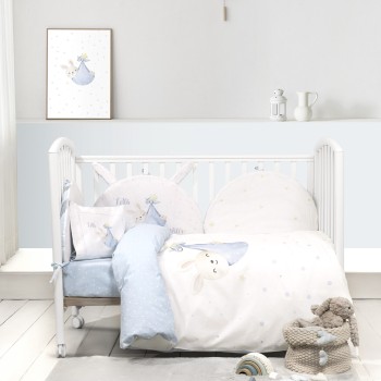 Nima Bebe Σετ Σεντόνια Κούνιας - Little Mister Λευκό, Γαλάζιο   (2 x 120x170   30x40)