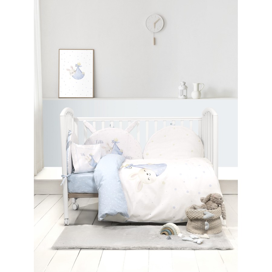 Nima Bebe Σετ Σεντόνια Κούνιας - Little Mister Λευκό, Γαλάζιο   (2 x 120x170   30x40)