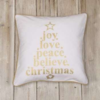 Nima Home Διακοσμητική Μαξιλαροθήκη 45x45 - Peace Λευκό, Χρυσό